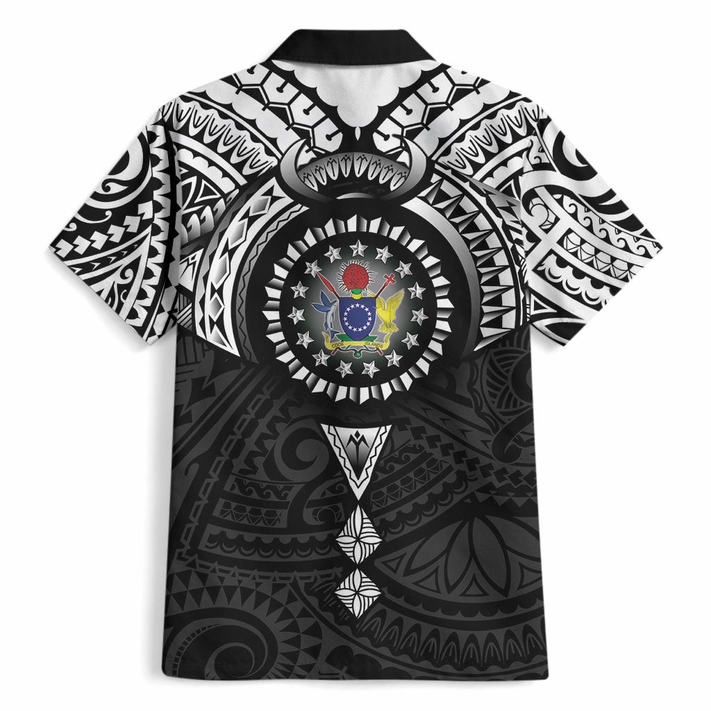 Cook Islands Manta Ray Hawaiian Shirt Kuki Airani Tattoo Black Color LT14 - Polynesian Pride