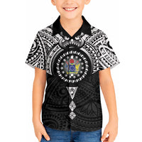 Cook Islands Manta Ray Hawaiian Shirt Kuki Airani Tattoo Black Color LT14 - Polynesian Pride
