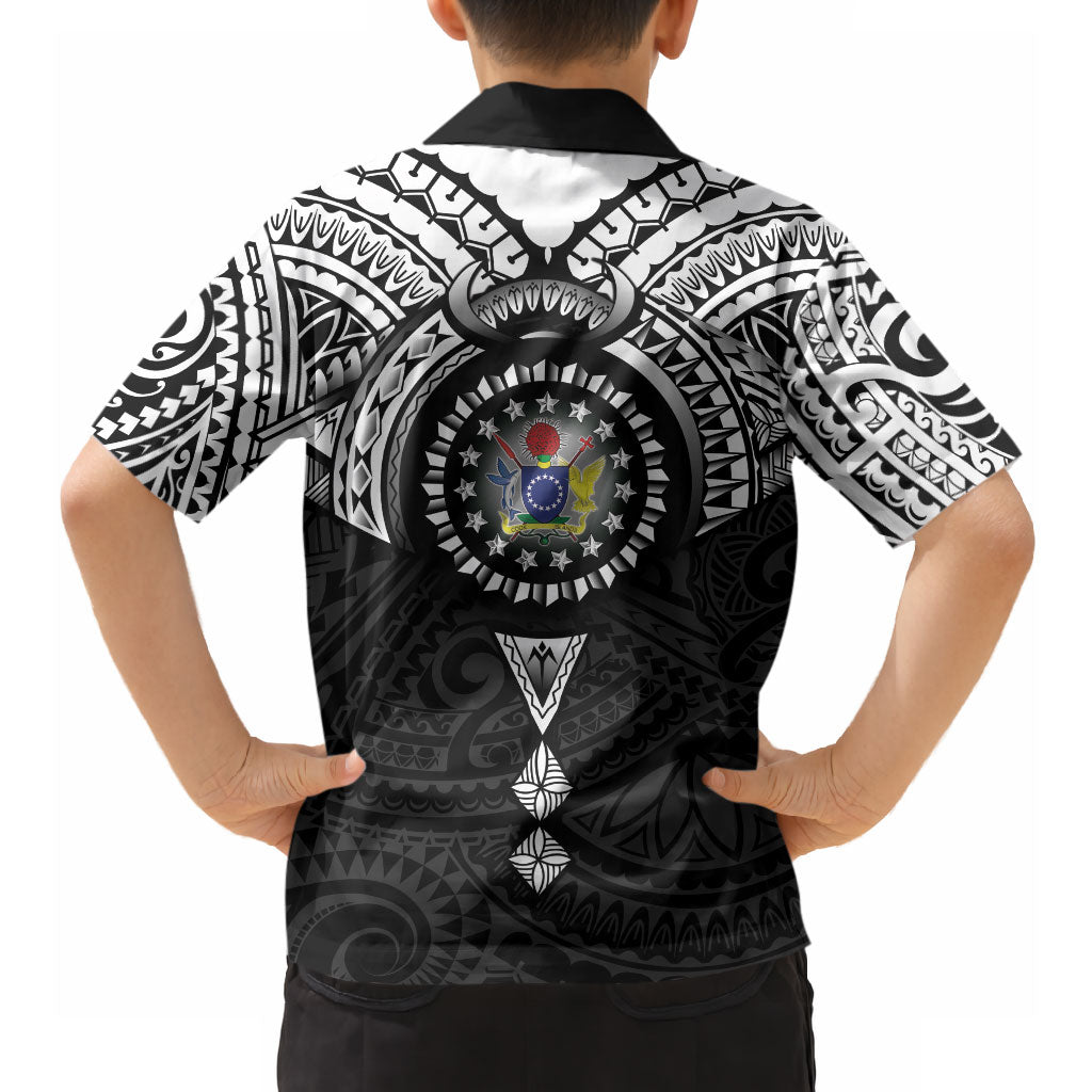 Cook Islands Manta Ray Hawaiian Shirt Kuki Airani Tattoo Black Color LT14 - Polynesian Pride