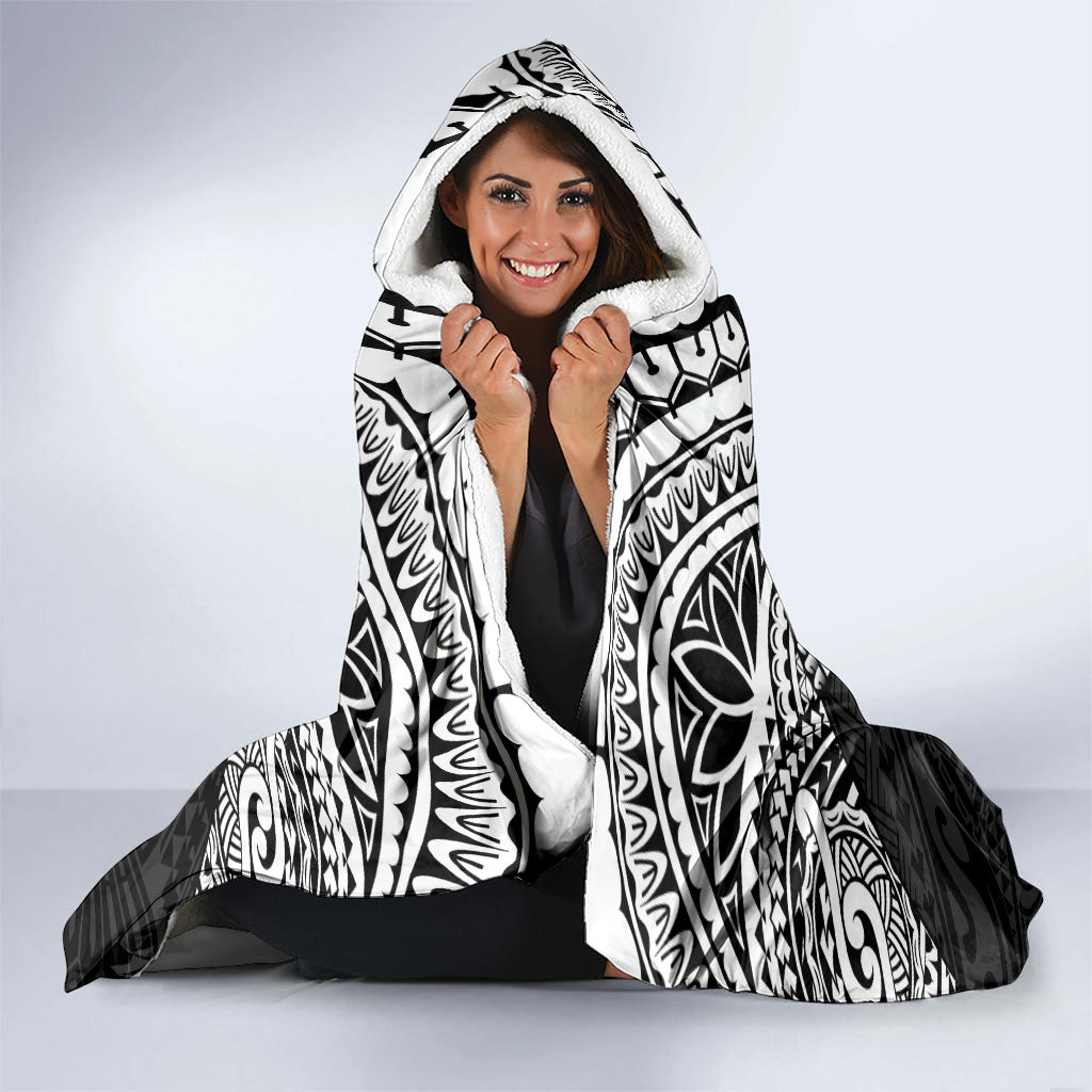 Cook Islands Manta Ray Hooded Blanket Kuki Airani Tattoo Black Color LT14 - Polynesian Pride