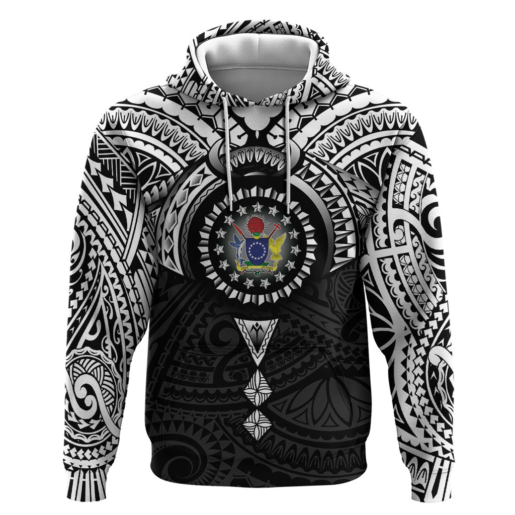 Cook Islands Manta Ray Hoodie Kuki Airani Tattoo Black Color LT14 Pullover Hoodie Black - Polynesian Pride