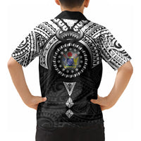 Cook Islands Manta Ray Kid Hawaiian Shirt Kuki Airani Tattoo Black Color LT14 - Polynesian Pride