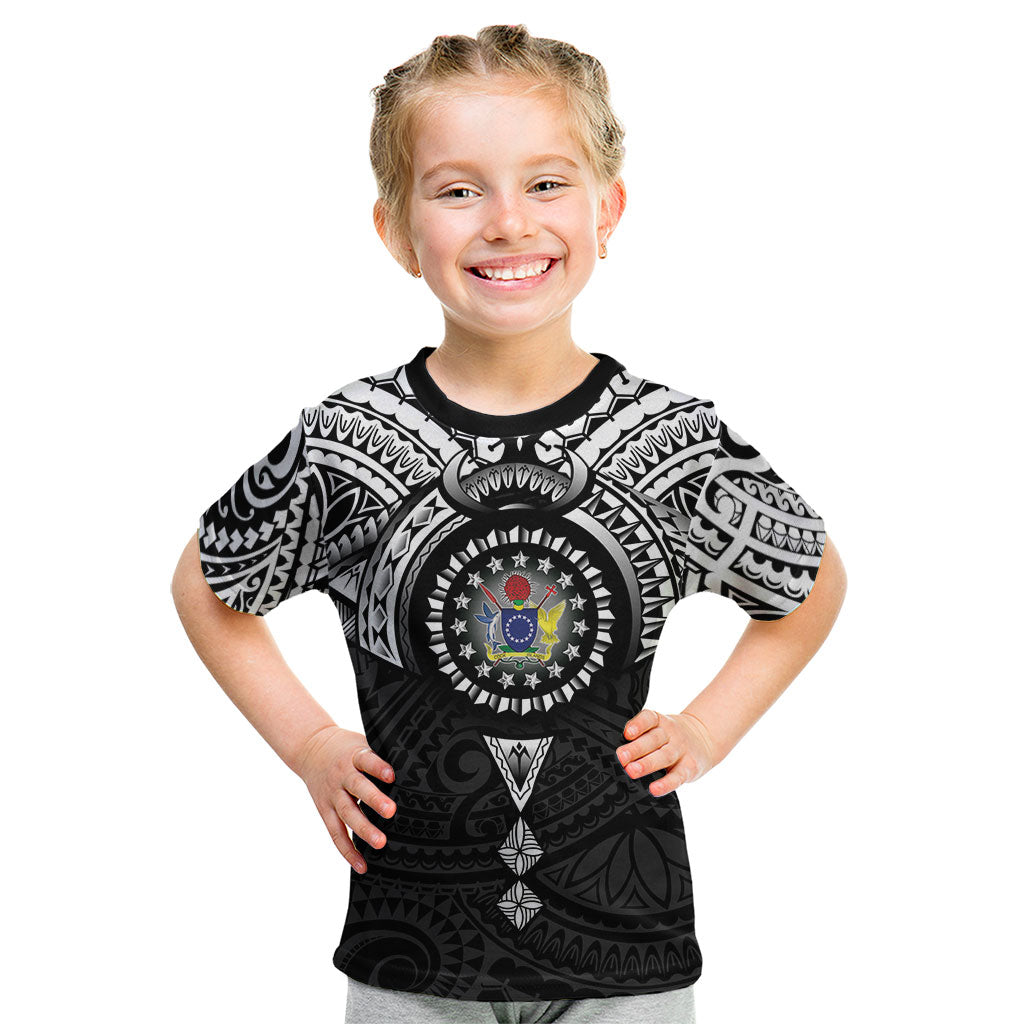 Cook Islands Manta Ray Kid T Shirt Kuki Airani Tattoo Black Color LT14 Black - Polynesian Pride