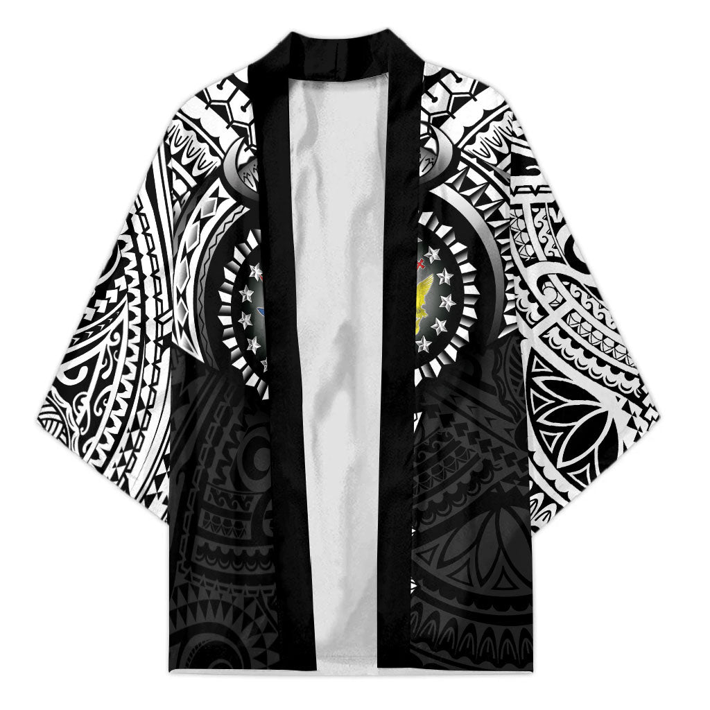 Cook Islands Manta Ray Kimono Kuki Airani Tattoo Black Color LT14 Unisex Black - Polynesian Pride