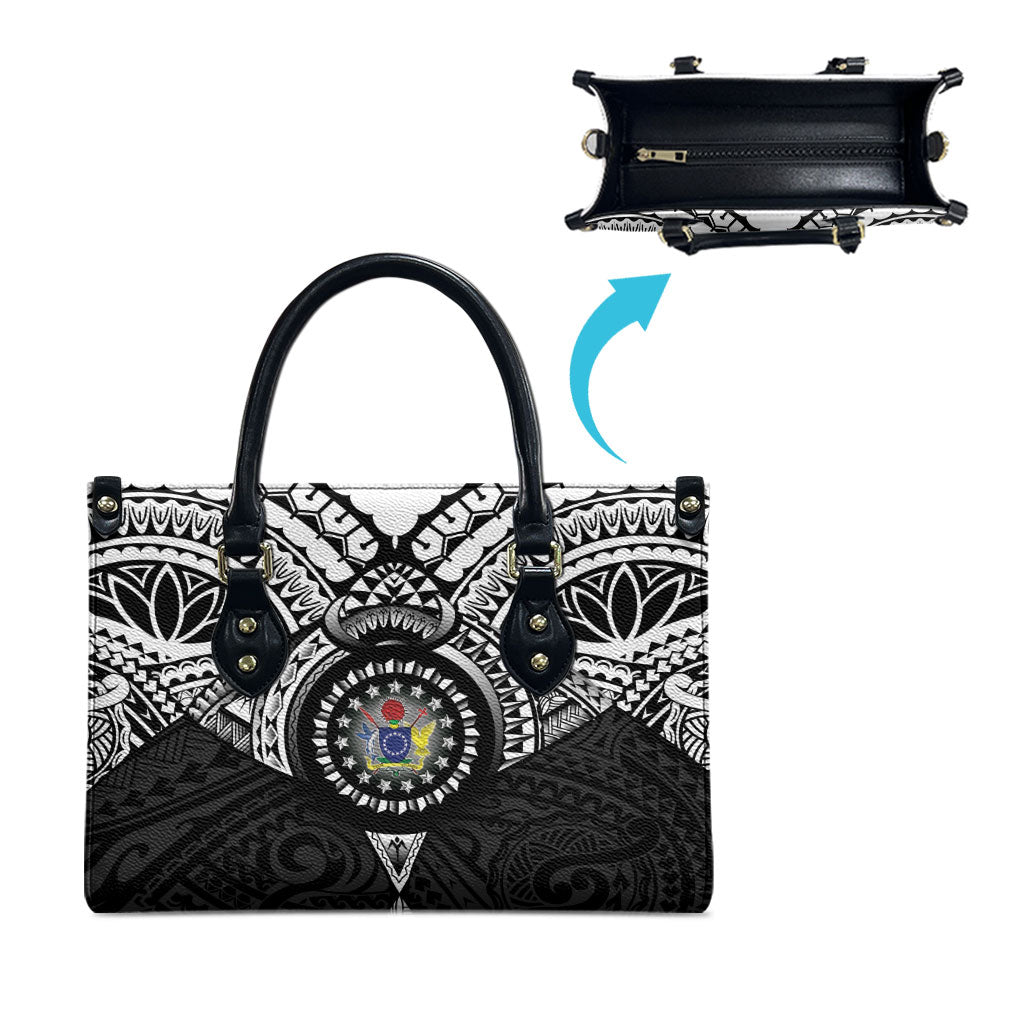 Cook Islands Manta Ray Leather Bag Kuki Airani Tattoo Black Color LT14 - Polynesian Pride