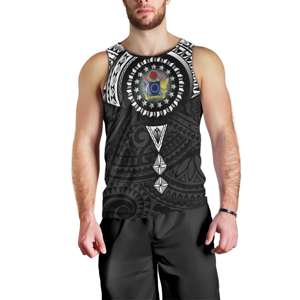 Cook Islands Manta Ray Men Tank Top Kuki Airani Tattoo Black Color LT14 - Polynesian Pride