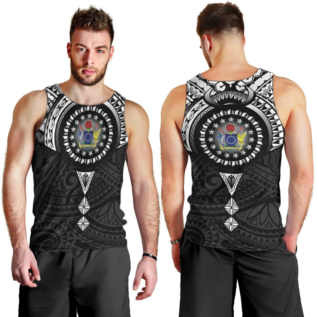 Cook Islands Manta Ray Men Tank Top Kuki Airani Tattoo Black Color LT14 - Polynesian Pride