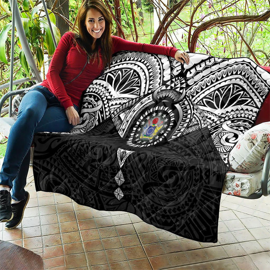 Cook Islands Manta Ray Quilt Kuki Airani Tattoo Black Color LT14 - Polynesian Pride