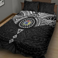 Cook Islands Manta Ray Quilt Bed Set Kuki Airani Tattoo Black Color LT14 - Polynesian Pride