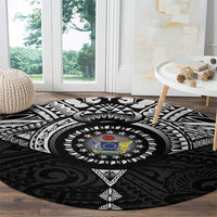 Cook Islands Manta Ray Round Carpet Kuki Airani Tattoo Black Color LT14 - Polynesian Pride
