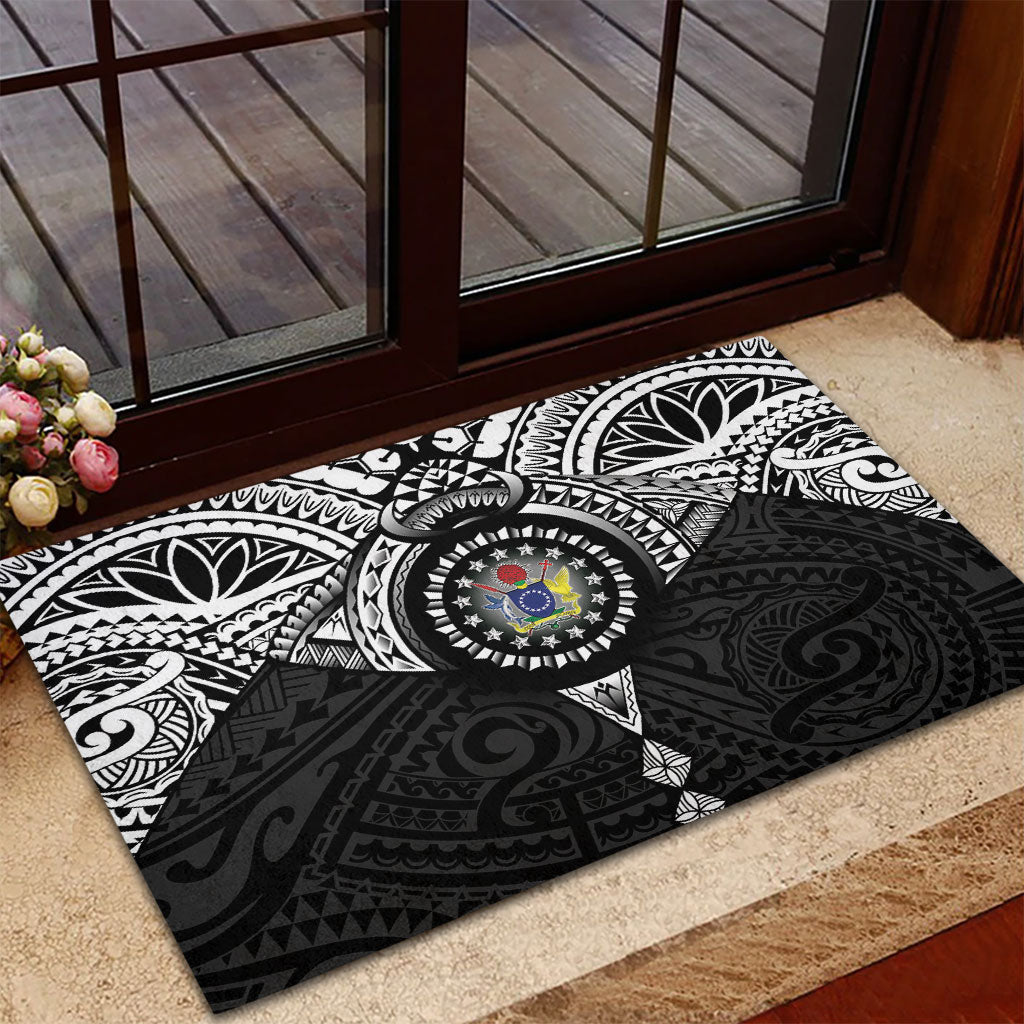 Cook Islands Manta Ray Rubber Doormat Kuki Airani Tattoo Black Color LT14 - Polynesian Pride