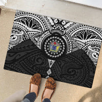 Cook Islands Manta Ray Rubber Doormat Kuki Airani Tattoo Black Color LT14 - Polynesian Pride