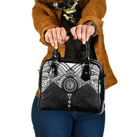 Cook Islands Manta Ray Shoulder Handbag Kuki Airani Tattoo Black Color LT14 One Size Black - Polynesian Pride