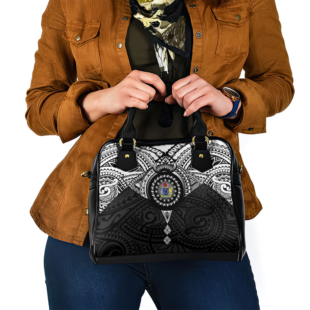Cook Islands Manta Ray Shoulder Handbag Kuki Airani Tattoo Black Color LT14 - Polynesian Pride