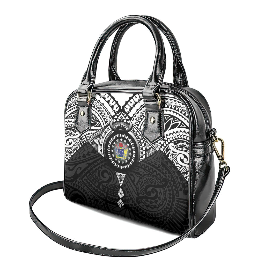 Cook Islands Manta Ray Shoulder Handbag Kuki Airani Tattoo Black Color LT14 - Polynesian Pride