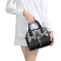 Cook Islands Manta Ray Shoulder Handbag Kuki Airani Tattoo Black Color LT14 - Polynesian Pride