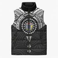 Cook Islands Manta Ray Sleeveless Puffer Jacket Kuki Airani Tattoo Black Color LT14 Unisex Black - Polynesian Pride