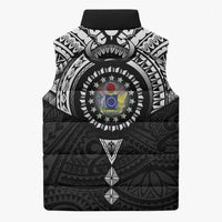 Cook Islands Manta Ray Sleeveless Puffer Jacket Kuki Airani Tattoo Black Color LT14 - Polynesian Pride