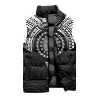 Cook Islands Manta Ray Sleeveless Puffer Jacket Kuki Airani Tattoo Black Color LT14 - Polynesian Pride