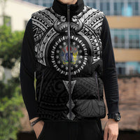 Cook Islands Manta Ray Sleeveless Puffer Jacket Kuki Airani Tattoo Black Color LT14 - Polynesian Pride