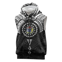 Cook Islands Manta Ray Sleeveless Zip Hoodie Kuki Airani Tattoo Black Color LT14 Black - Polynesian Pride