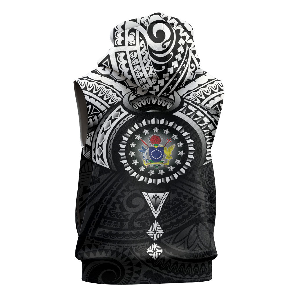Cook Islands Manta Ray Sleeveless Zip Hoodie Kuki Airani Tattoo Black Color LT14 - Polynesian Pride