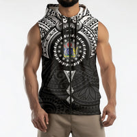 Cook Islands Manta Ray Sleeveless Zip Hoodie Kuki Airani Tattoo Black Color LT14 - Polynesian Pride
