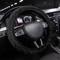 Cook Islands Manta Ray Steering Wheel Cover Kuki Airani Tattoo Black Color LT14 Universal Fit Black - Polynesian Pride