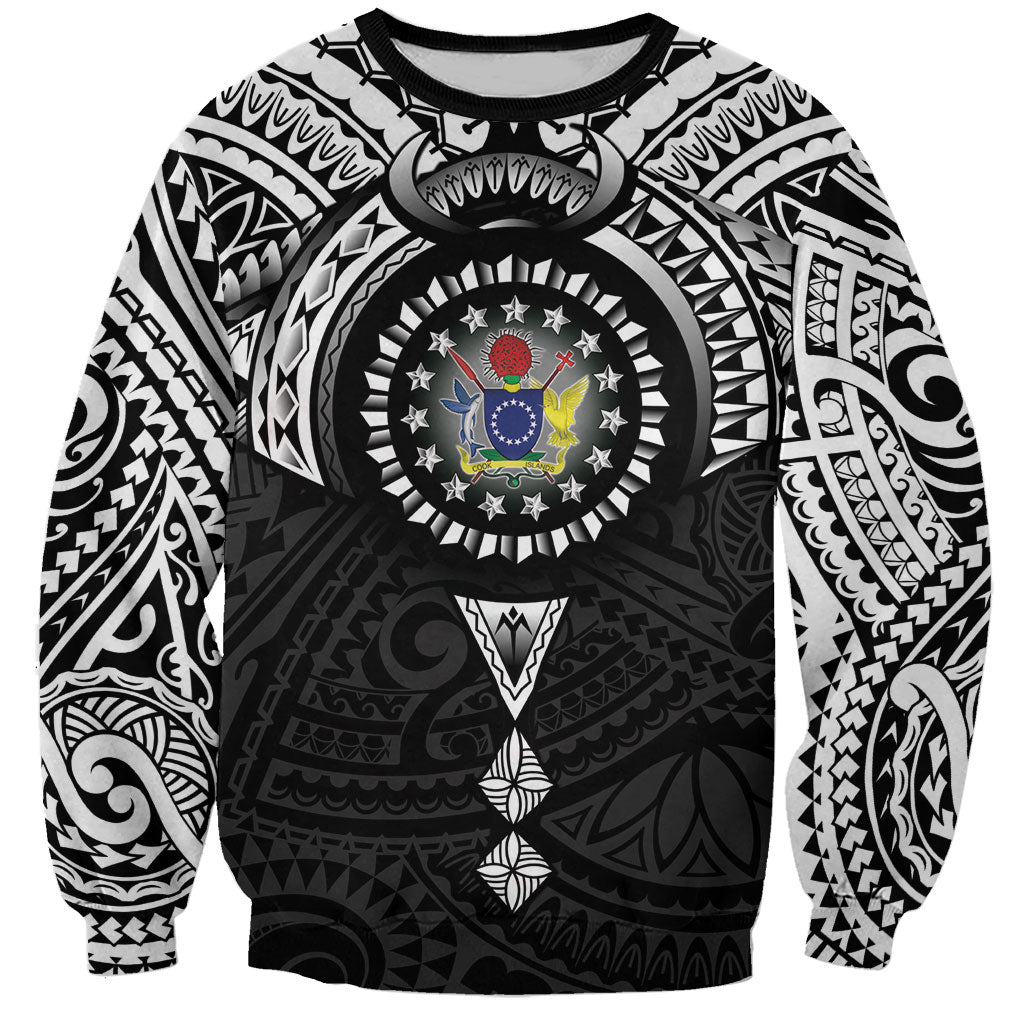 Cook Islands Manta Ray Sweatshirt Kuki Airani Tattoo Black Color LT14 Unisex Black - Polynesian Pride