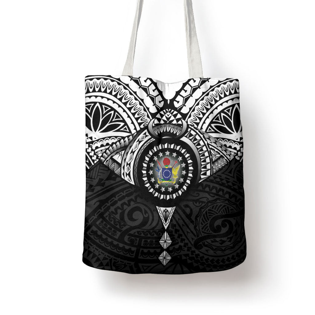 Cook Islands Manta Ray Tote Bag Kuki Airani Tattoo Black Color LT14 - Polynesian Pride