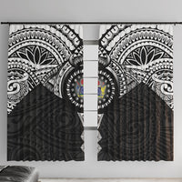 Cook Islands Manta Ray Window Curtain Kuki Airani Tattoo Black Color LT14 With Hooks Black - Polynesian Pride