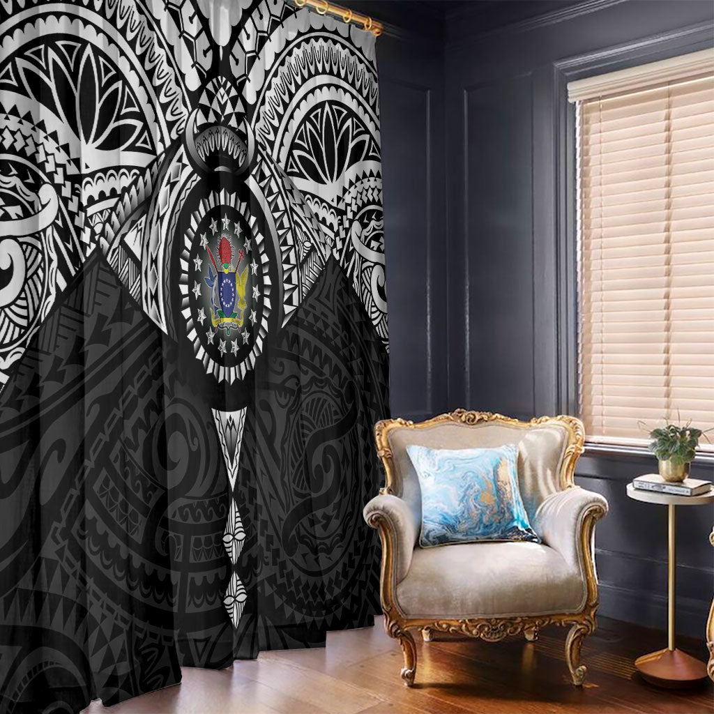 Cook Islands Manta Ray Window Curtain Kuki Airani Tattoo Black Color LT14 - Polynesian Pride