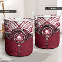 Personalised Cook Islands Mangaia Laundry Basket Map With Kuki Airani Manta Ray Tattoo LT14 - Polynesian Pride