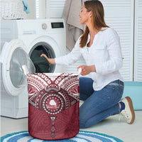 Personalised Cook Islands Mangaia Laundry Basket Map With Kuki Airani Manta Ray Tattoo LT14 - Polynesian Pride