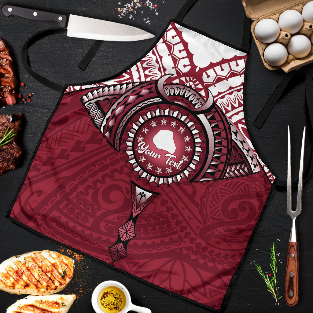 Personalised Cook Islands Mangaia Apron Map With Kuki Airani Manta Ray Tattoo LT14 Maroon - Polynesian Pride