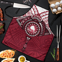 Personalised Cook Islands Mangaia Apron Map With Kuki Airani Manta Ray Tattoo LT14 Maroon - Polynesian Pride