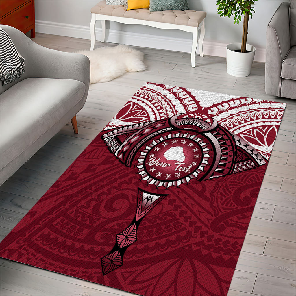 Personalised Cook Islands Mangaia Area Rug Map With Kuki Airani Manta Ray Tattoo LT14 - Polynesian Pride