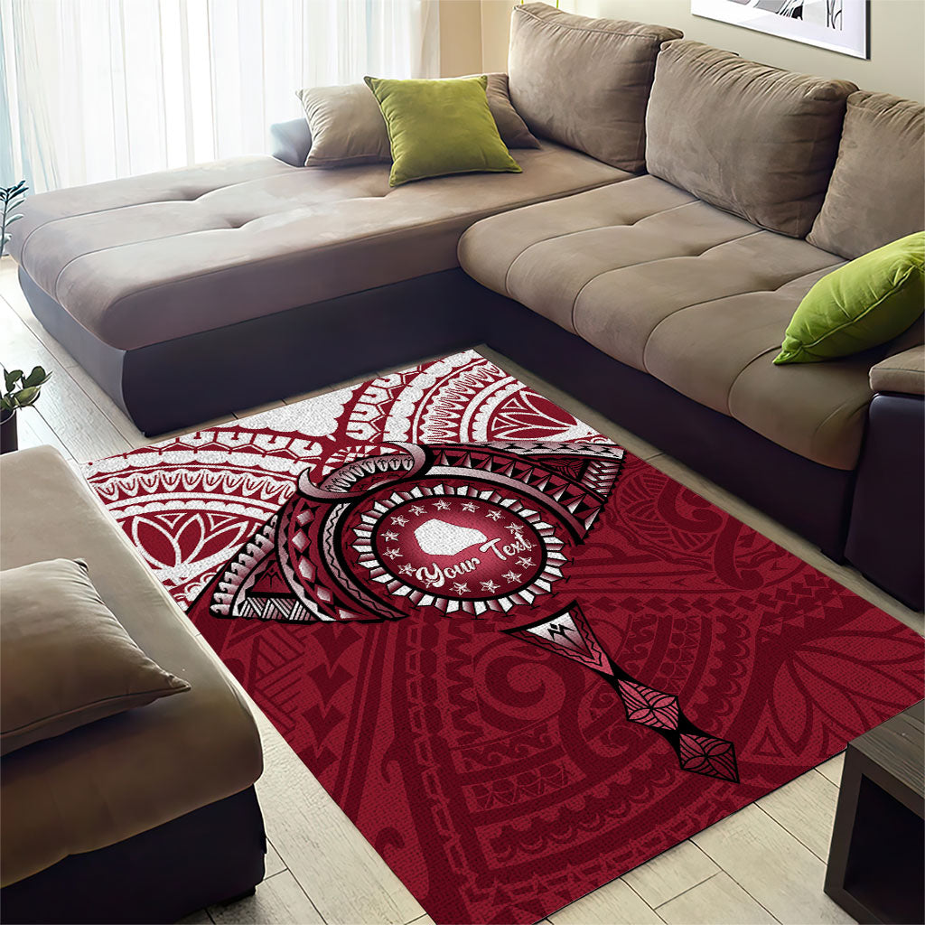 Personalised Cook Islands Mangaia Area Rug Map With Kuki Airani Manta Ray Tattoo LT14 - Polynesian Pride
