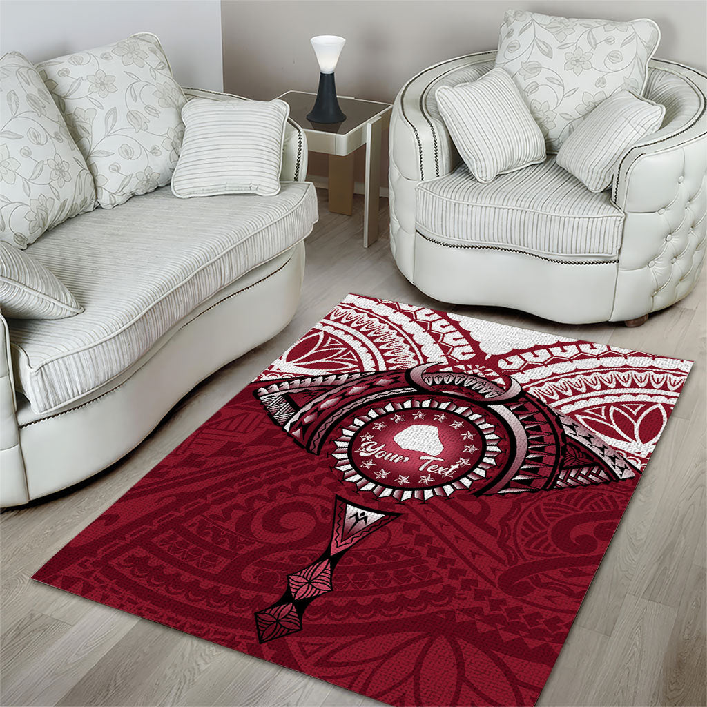 Personalised Cook Islands Mangaia Area Rug Map With Kuki Airani Manta Ray Tattoo LT14 - Polynesian Pride