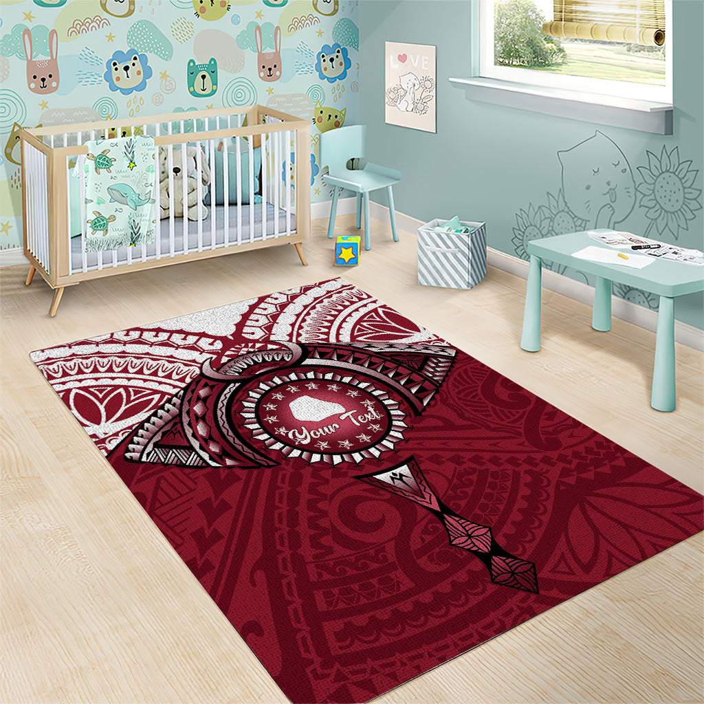 Personalised Cook Islands Mangaia Area Rug Map With Kuki Airani Manta Ray Tattoo LT14 - Polynesian Pride