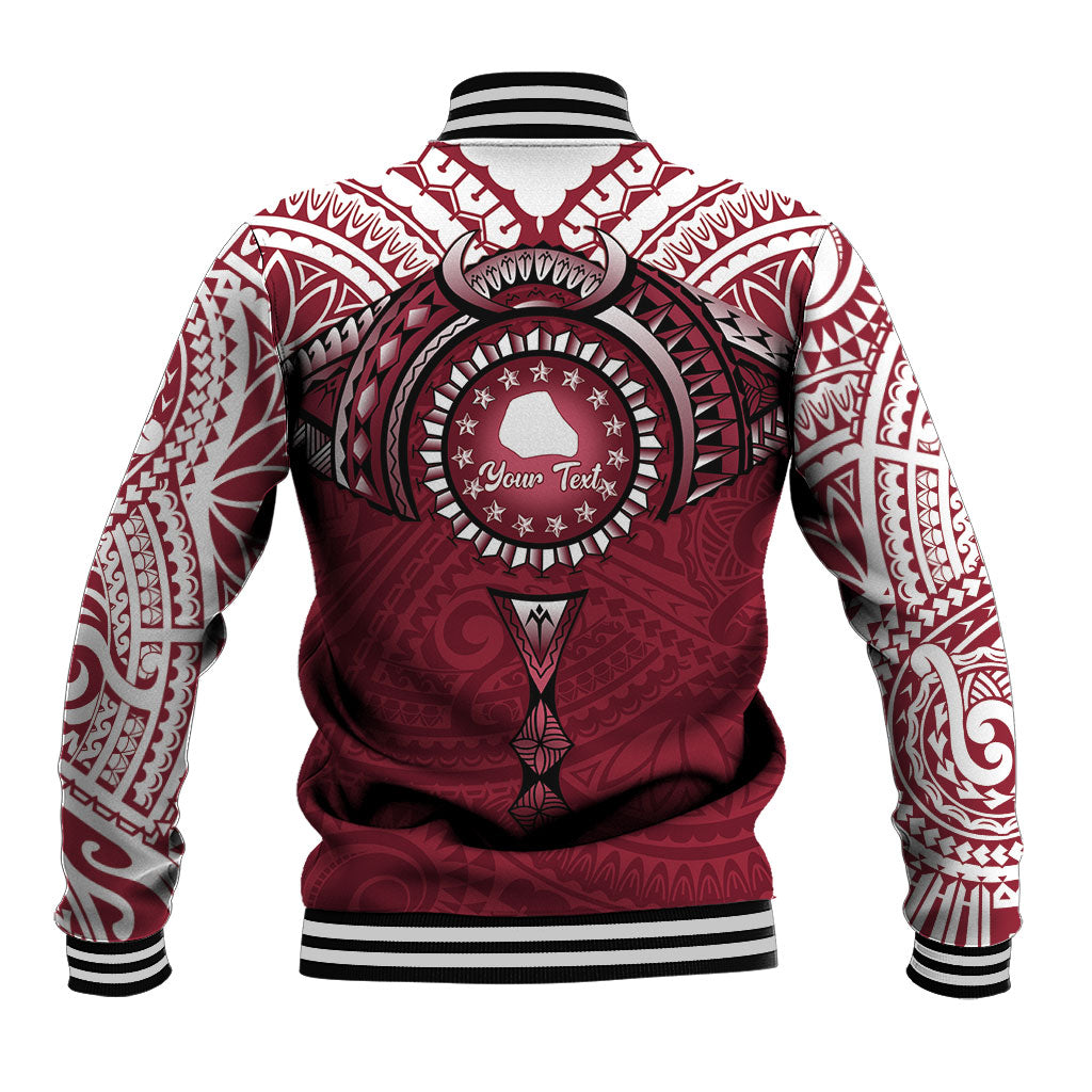 Personalised Cook Islands Mangaia Baseball Jacket Map With Kuki Airani Manta Ray Tattoo LT14 - Polynesian Pride