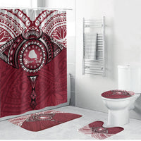 Personalised Cook Islands Mangaia Bathroom Set Map With Kuki Airani Manta Ray Tattoo LT14 Bathroom Set (4 pcs) Maroon - Polynesian Pride