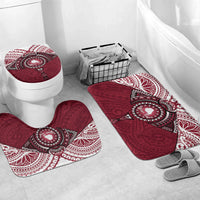 Personalised Cook Islands Mangaia Bathroom Set Map With Kuki Airani Manta Ray Tattoo LT14 Mat Set Only (3 pcs) One Size Maroon - Polynesian Pride