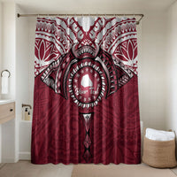Personalised Cook Islands Mangaia Bathroom Set Map With Kuki Airani Manta Ray Tattoo LT14 Shower Curtain Only Maroon - Polynesian Pride