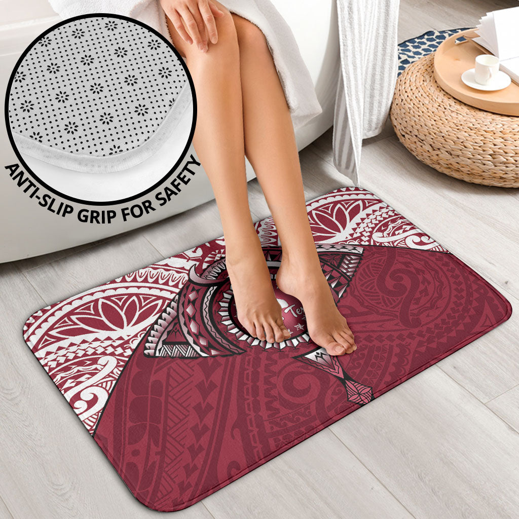 Personalised Cook Islands Mangaia Bathroom Set Map With Kuki Airani Manta Ray Tattoo LT14 - Polynesian Pride