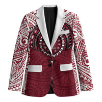 Personalised Cook Islands Mangaia Blazer Map With Kuki Airani Manta Ray Tattoo LT14 Unisex Maroon - Polynesian Pride