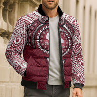 Personalised Cook Islands Mangaia Bomber Puffer Jacket Map With Kuki Airani Manta Ray Tattoo LT14 - Polynesian Pride