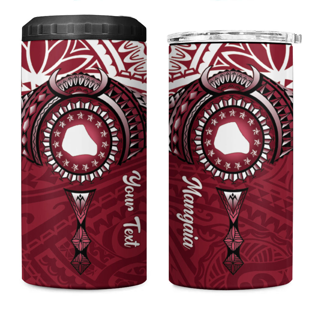Personalised Cook Islands Mangaia 4 in 1 Can Cooler Tumbler Map With Kuki Airani Manta Ray Tattoo LT14 One Size: 16 oz Maroon - Polynesian Pride
