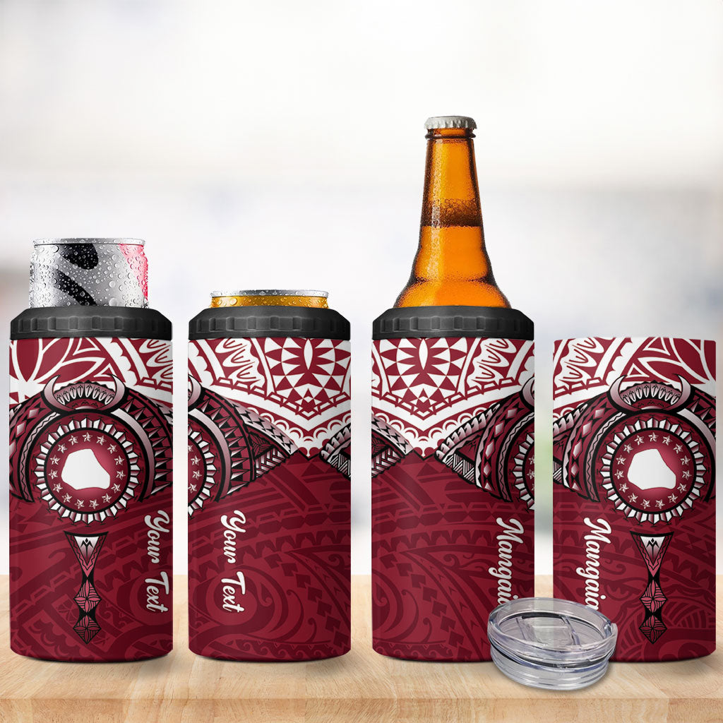 Personalised Cook Islands Mangaia 4 in 1 Can Cooler Tumbler Map With Kuki Airani Manta Ray Tattoo LT14 - Polynesian Pride