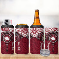 Personalised Cook Islands Mangaia 4 in 1 Can Cooler Tumbler Map With Kuki Airani Manta Ray Tattoo LT14 - Polynesian Pride